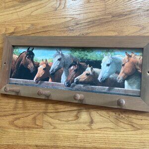 Horse-Themed Wooden Coat Rack/Wall Hooks